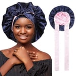 Satin Cap Silkeslen Satin Bonnet dark blue