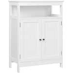 Yaheetech Meuble/Commode de Salle de Bain sur Pied en Bois, 60 x 30 x 80 cm, 1 Compartiment Ouvert, 2 Porte, 1 Étagère Réglable, Placard de Rangement Salon, Chambre, Toilette, Cuisine Blanc