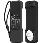 AhaStyle Protective Case for Apple TV 4K/HD Siri Remote [1st Gen] with AirTag Holder, Anti Slip Silicone Remote Case Cover Compatible with Apple TV 4K 5th/HD 4th Gen Siri Remote Contorller (Black)