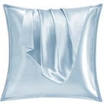 Vielit Taie Oreiller Satin 65x65 Lot de 2,pour Cheveux,Similaire Aux Taie d Oreiller en Soie,Housse de Coussin 65x65,Taies d'oreillers certifié Oeko-Tex Bleu Clair