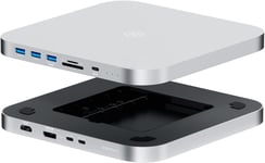 Hub Usb-C Avec Boîtier Double Disque Dur,Station D'Accueil Type-C Pour Mac Mini M1/M2 Studio,Mac Mini M2 Pro,Max Ultra Avec Sata 2.5 Pouces,M.2 Ssd,4K@60Hz Dp1.4 & Hdmi,Usb3.2 Gen2,Sd/Tf