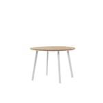 Table de jardin en bois synthétique et aluminium blanc ø 105 cm CAVOLI - BELIANI - Urbain - Marron - Rond