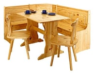 Inter Link - Ensemble de coin repas - Ensemble de bancs - Table chaises Banc - Table de salle à manger - Banc d'angle Banc - Banc d'angle avec espace de rangement - Bois massif - Tirol - Naturel laqué