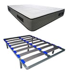 DUÉRMETE ONLINE Matelas Mylos Biogel + sommier démontable KAMAKIT Cadre renforcé 40 x 30 mm, stabilité et Montage Facile, Tube Acier 40 x 30 mm, 140 x 200