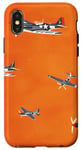 Coque pour iPhone X/XS Drapeau américain minimaliste orange tropical P-51 Mustang de la Seconde Guerre mondiale