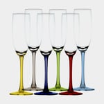 Marine Business Champagneglas i plast Party Colors, non-slip, transparent/flerfärgad, 17 cl, 6-pack