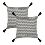 Paco Home Housse De Coussin Housse De Coussin Décoratif Lot De 2 Canapé Salon Feuilles Scandinave, Couleur:Noir - Blanc, Sets:Single