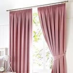 Fusion Pink W46 x L54 Pencil Pink-2x Panels Bedroom & Living Room-Pleated Curtains in Blush Dijon Collection, Blackout/Thermal Insulated, 46" Width x 54" Drop (117 x 137cm)