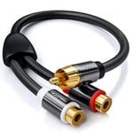 0,2m Audio Cinch Y-Adapter Câble Distributeur pour Subwoofer - AUX - 1x RCA Cinch Plug vers 2x RCA Cinch Socket - Contacts Plaqués Or