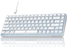 T84SE Clavier Gamer, Disposition QWERTY US, Clavier Mécanique à 84 Touches avec LED Bleue, Clavier Gaming Filaire N-Key Rollover Brown Switch pour PC Windows/Mac OS, Blanc