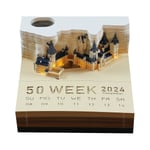 2024 Kalender Harry Potter Tema Mini 3D Kalender, Artimemo Kalender 2024, 3D Memoblock, 2024 Skrivbords kalender Memoblock Med Ljus Vänpresent