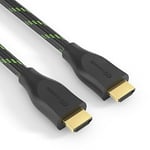 conecto, câble HDMI High Speed ​​certifié Premium, 4K Ultra HD, double blindage, tresse nylon, noir/vert, longueur : 0,50m