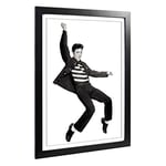 Big Box Art Framed Print of Elvis Presley The Jailhouse Rock Design | Wall Art Picture | Home Decor for Kitchen, Living Room, Bedroom, Hallway, Black, A2 / 24.5x18 Inch / 62x45cm