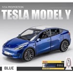 Mini Auto 1:24 Simulering Tesla Model Y Suv Legering Bilar Leksak Diecasts Fordon Metall Modell Bildekoration För Barn Present Pojkleksak Blue Whit Box