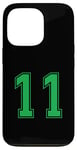 Coque pour iPhone 13 Pro Vert Numéro 11 Équipe Junior Sports Uniforme Numéroté