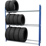 Etagère t-rax pour Pneus Acier Bleus 180 x 40 x 185 cm Rack de Rangement Roues pour Garage Automobilie [Jusqu'à 8 pneus par Niveau soit 24 Pneus /