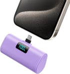 Mini Power Bank for iPhone 15 Series,Upgraded 5200mAh PD USB C Portable Charger Built-in USB-C Connector,Battery Pack Compatible with iPhone 15/15 Plus/15 Pro/15 Pro Max/Samsung,Android -Purple