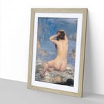 The Sirens By John Macallan Swan Classic Painting Framed Wall Art Print, Ready to Hang Picture for Living Room Bedroom Home Office Décor, Oak A2 (64 x 46 cm)