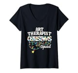 Womens Art Therapist Christmas Squad Cute Art Therapy Xmas Lights V-Neck T-Shirt