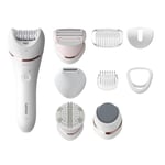 Philips Epilator Series 8000, Cordless Wet and Dry Epilator for Legs and Body, with 9 Accessories, Shaver, Trimmer, Pedicure and Body Exfoliator, Model BRE740/11