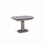 Table extensible en verre trempé gris, 120-180 x 90 x 76 cm