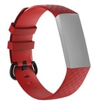JIAOCHE Pattern Silicone Wrist Strap Watch Band for Fitbit Charge 4 Small Size：190 * 18mm(Black) (Color : Red)