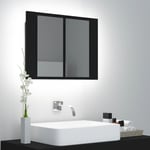 Armoire murale de salle de bain à miroir à LED - Meuble de rangement Noir 60x12x45 cm BV603511 - BonneVie