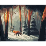 N/C Aint By Numbers Kits Acrylic Paints Set Diy Canvas Oil Painting Gift Kits Home Decoration- Firefox In The Mountains 16*20 Inch