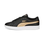 PUMA Unisex Kids' Fashion Shoes SMASH V2 METALLICS JR Trainers & Sneakers, PUMA BLACK-PUMA GOLD-PUMA WHITE, 38.5