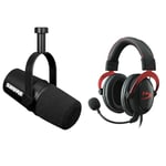 Shure MV7X XLR Podcast Microphone - Pro Quality Dynamic Mic & HyperX Cloud II – Gaming Headset PC/PS4/PS5, Red