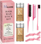 MULAFEE 2 Pack Hair Wax Stick Kit, Wax Stick for Smooth Hair Wigs, Non-Greasy S