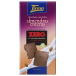 Tirma Zero No Added Sugars Milk Chocolate Bar with Whole Almonds 125g | Suitable for Diabetics | Vegetarian Snack | Gluten Free Chocolate | Natural Ingredients