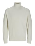 JACK & JONES Men's Jcomason Knit Roll Neck Jumper, Cloud Dancer/Detail: Cyclo 002, S