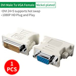 Adaptateur DVI vers VGA DVI-I mâle 24 + 5 broches vers VGA femelle adaptateur convertisseur 1080P convertisseur de carte de fouille vidéo pour budgétaire PC HDTV - Type White