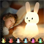 Lapin Veilleuse Bebe Tactile 7 Couleurs USB Rechargeable Peut être Chronométré Veilleuse Enfant Deco Lampe Pour Décoration Noël Chambre Enfant Cadeau