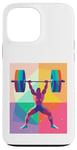 Coque pour iPhone 13 Pro Max Musculaire Guy Overhead Pressing a Massive Barbell