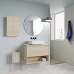 Caesaroo - Meuble de salle de bains suspendue 80 cm Montana chêne sablé avec lavabo à poser Chêne clair - 80 cm - Standard