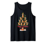 Tiger Xmas Lighting Santa Tiger Christmas Tree Tank Top