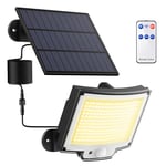 Lampe Solaire Extérieur 3000K avec Détecteur de Mouvement Jaune Chaud, Lumière Solaire Extérieure avec Télécommande, Étanchéité IP65 LED Solaire Extérieur Jardin avec Câble de 5 Meters [1 Paquet ]