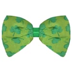 Light Green Irish St. Patrick's Day Elastic Bow Tie With Dark Green Shamrock ...