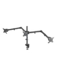 IC INTRACOM Manhattan Monitor Triple Desk Mount (clamp) 3 screens 10-27" Vesa 75x75 to 100x100mm 3 pivots (full motion) Height up to 44cm Max 14kg Black