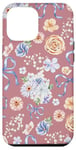 iPhone 13 Pro Max Floral Pattern with Coquette Bows on Dusty Rose Pink Case