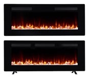 Dimplex Sierra Optiflame Media Wall Fireplace, 60"/ 152.4cm, Wall Mounted, Recess Fit, Free Standing Electric Fire, 7 Colour Themes, Choice of Fuel Beds, Cool Touch Glass, 1.6kW Electric Heater