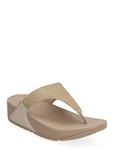 FitFlop Lulu Shimmerlux Toe-Post Sandals Beige