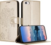 Coque Pour Iphone 6s / Iphone 6 (5,5 Pouce), Coque Portefeuille Housse Cuir Avec Porte Cartes Et Bequille Fermeture Magnetique Etui Pour Iphone 6s - Or