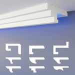 Profilé de joint d'ombre led Moulures, éclairage indirect xps Polystyrene Plafond sec: 20.4 mètres / 12 barrettes, HLED-13 - 90x35 mm (de) - Heximo