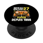 Niveau 27 Débloqué Super Depuis 1998 Anniversaire Gamer PopSockets PopGrip Adhésif