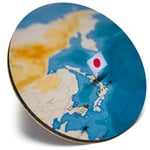 Round Single Coaster  - Japan World Map Flag  #45439