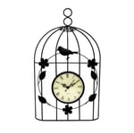 KANGLE-DERI Personnalisé Mode Ameublement Art Frais Cage À Oiseaux en Trois Dimensions Horloge Murale en Fer Forgé, Salon Chambre Balcon Décoration Horloge