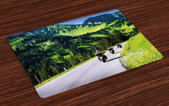 Digital Place Mats Set of 4 Bike Riders on Mountain